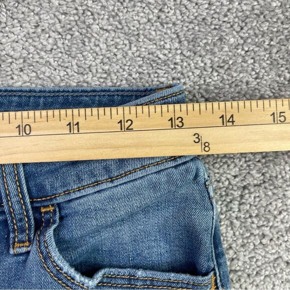 Hollister Jeans Women’s 4 Long Blue Flare High Rise Medium Wash Ripped Stretch - Picture 7 of 12